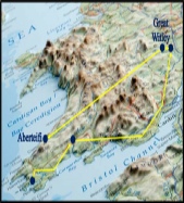 Map o Gorllewin Cymru
